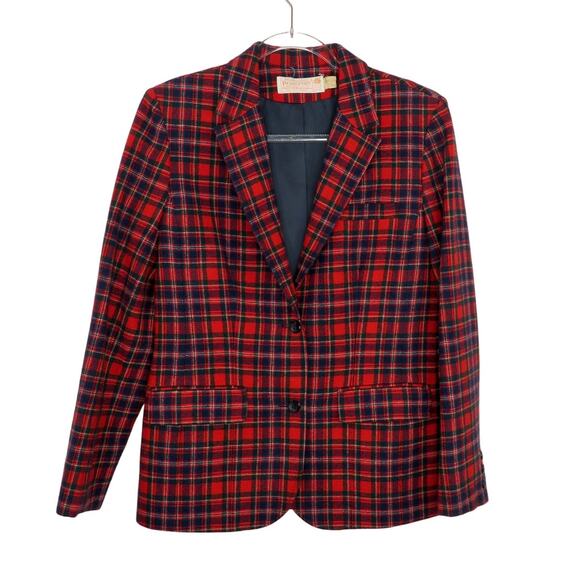 Pendleton Jackets & Blazers - 80s Vintage Pendleton Red Plaid Wool Blazer Jacket Medium Retro